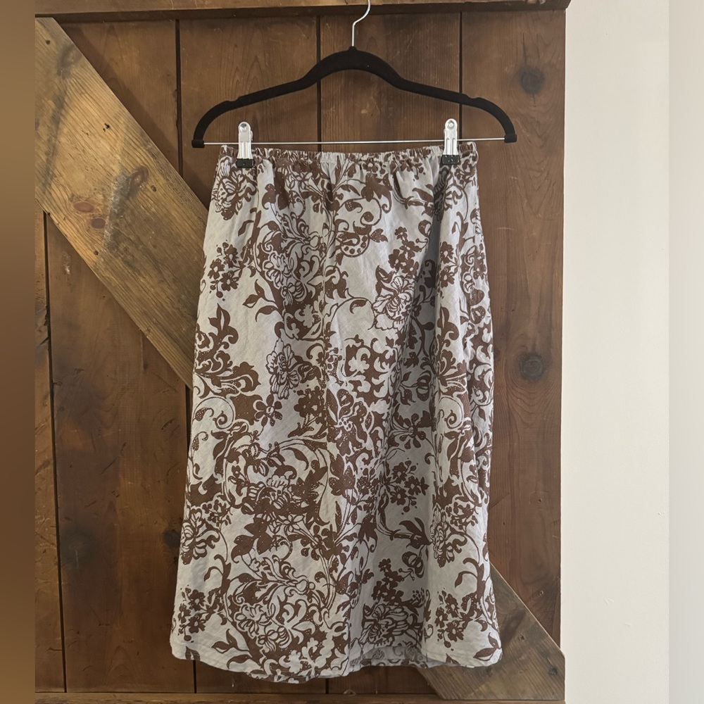 Habitat Gray and Brown Patterned Midi Skirt